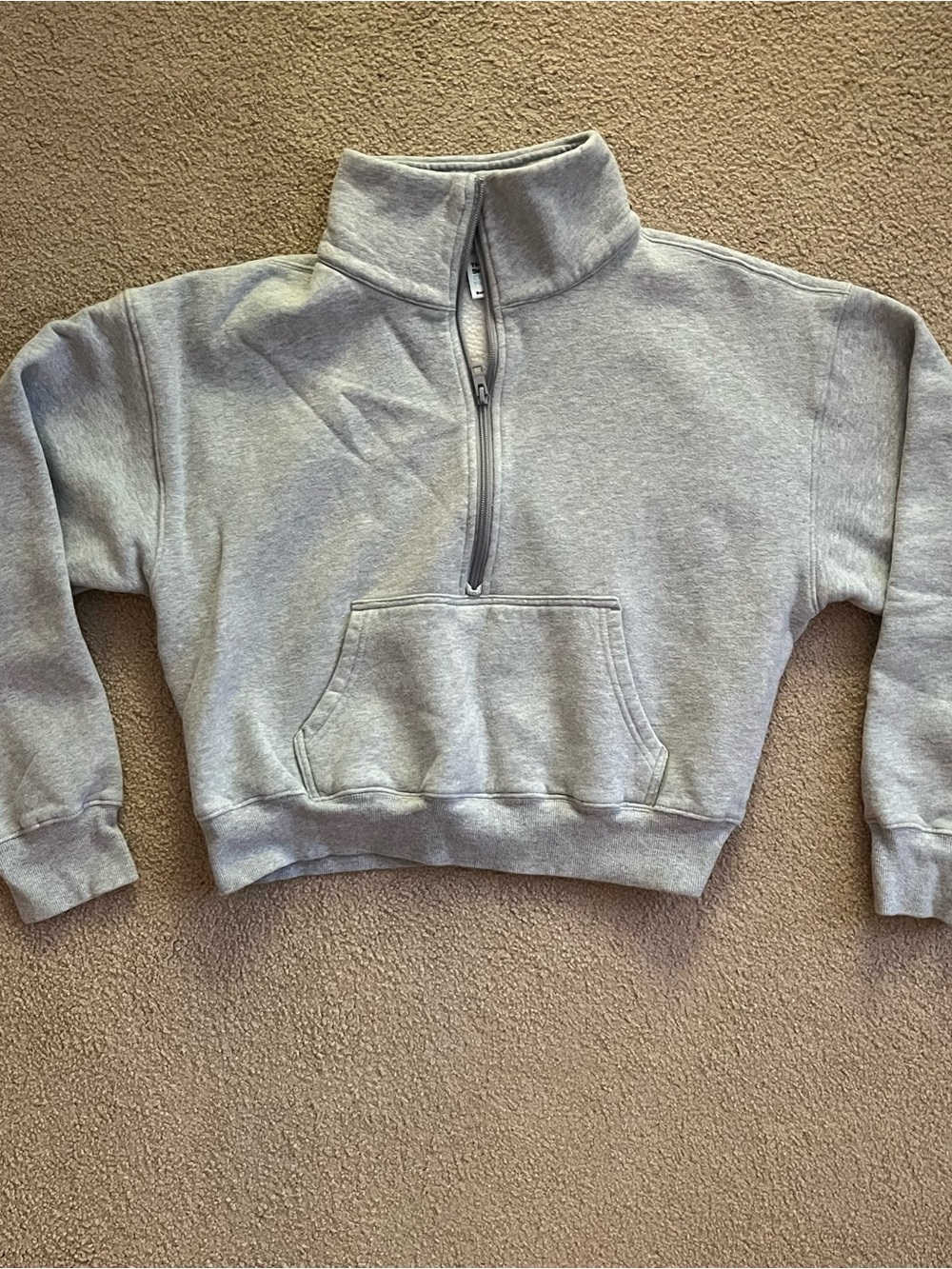 Aritzia Tna Cozy Fleece Boyfriend Boxy ½ Zip Sweatshirt in Heather Chrome